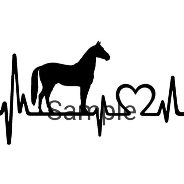 Horse heartbeat, silhouette, svg, jpg, dxf and png