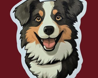 Adesivo de vinil impermeável com a imagem de um cão da montanha birmanês. Promoção imperdível! Ganhe adesivos grátis em todas as compras!