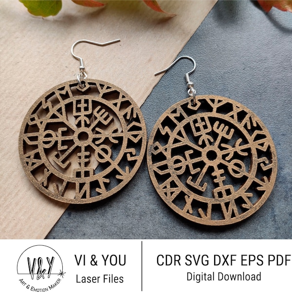 Fichier svg de boucles d'oreilles découpées au laser, fichier de découpe laser, svg de symbole celtique, modèle de bijoux viking, fichier de modèle de boucles d'oreilles diy, cdr eps dxf pdf