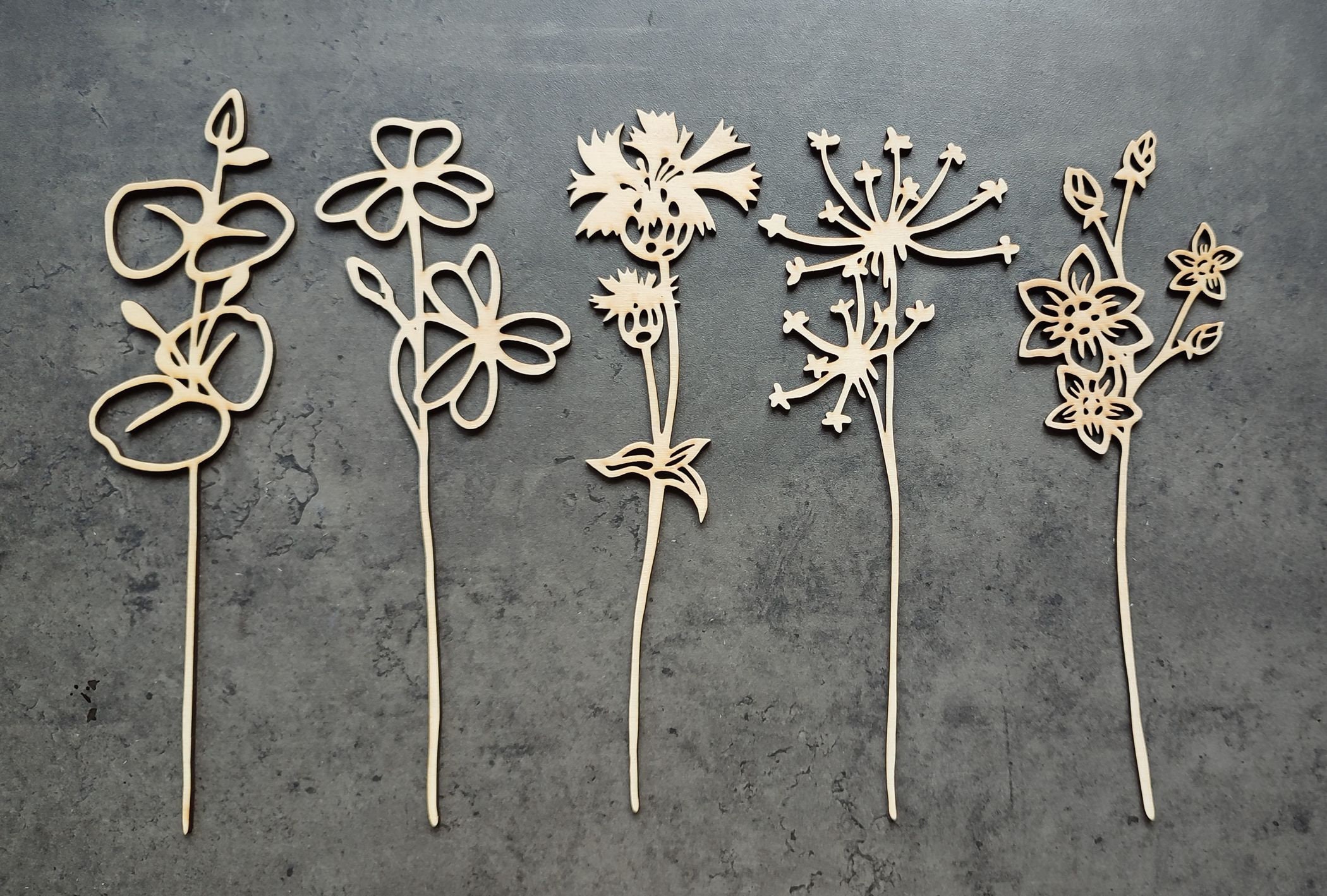 Wooden Flowers Wild Grass File for Laser Cutting Digital Etsy