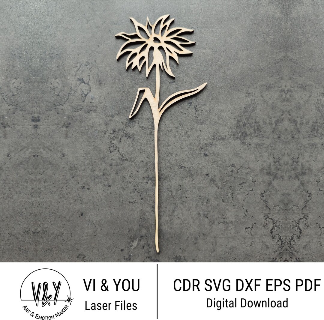 Wooden Flower Laser Cut Flowers File for Laser Cutting, Digital