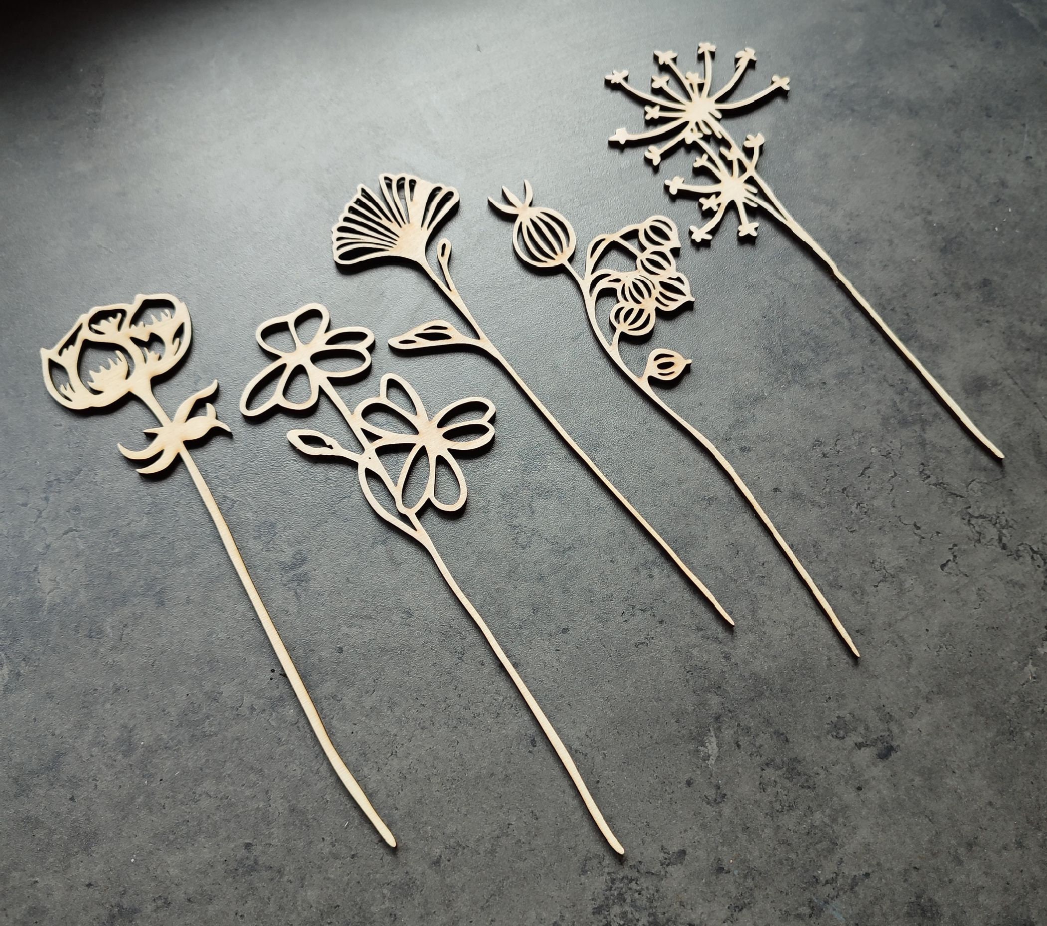 Wooden Flowers Wild Grass File for Laser Cutting Digital Etsy