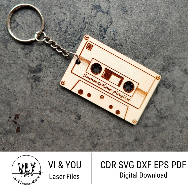 Audio Cassette Keychain Svg Audio Tape Key Ring Svg Key Etsy