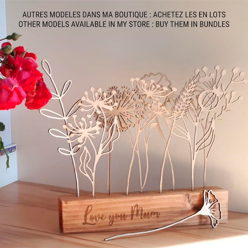 Wood Flowers Laser Cut Flowers File for Laser Cutting, Digital Download