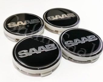 4 X Saab Nevs Black Alloy Wheel Centre Hub Caps 62mm 63mm 93 9-3 95 9-5 900 9000