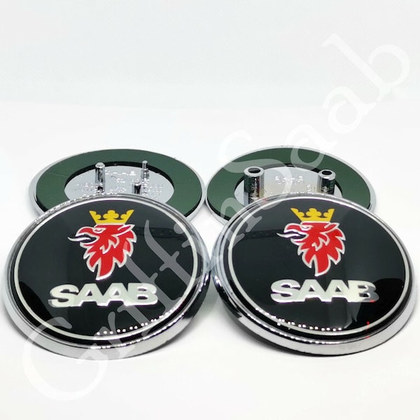 Saab 93 9-3 Saloon Ensemble de badges noir brillant Capot avant et emblèmes de coffre arrière 2003-2010 12785871 12844161