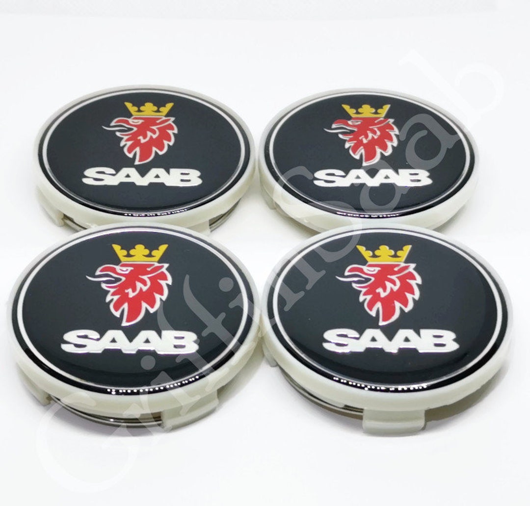 4 X Saab Black Alloy Wheel Centre Hub Caps Set 62mm 63mm 93 93 95 95