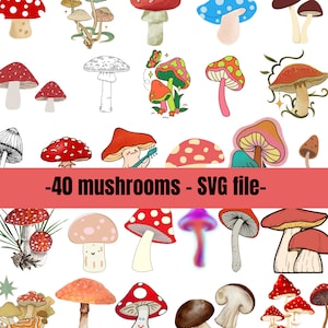Mushroom svg, mushroom bundle svg, fungus svg, mushroom clipart, mushroom cut file, mystic mushroom svg, magic mushroom svg, magic svg