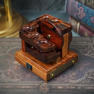 Rosewood Mini Marble Machine: Single Wheel, Brass Accents