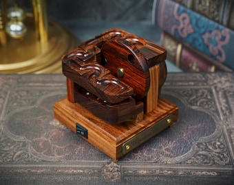 Rosewood Mini Marble Machine: Single Wheel, Brass Accents