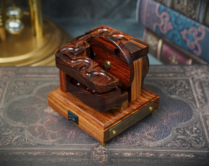 Rosewood Mini Marble Machine: Single Wheel, Brass Accents