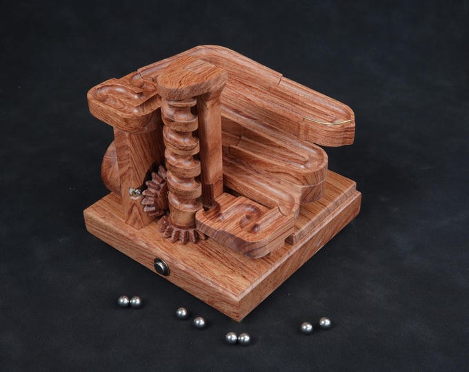 Padouk Wood Marble Machine: Spiral Desktop Ornament