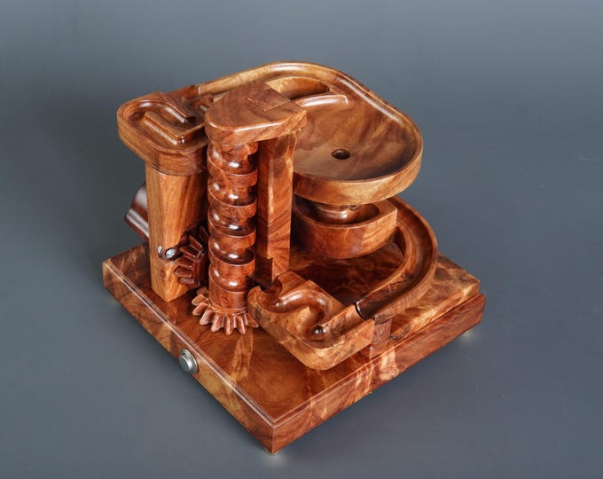 Narra Padouk Wooden Marble Machine: Kinetic Sculpture Desk Decor - Christmas gift - Unique ornaments - office decor