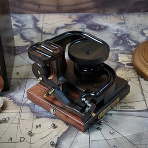 Ebony wood Marble Machine: Unique Wooden Desk Decor, Husband Gift