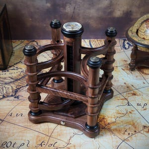 The Rolling Explorer - Luxury Walnut & Ebony Marble Machine, Spiral Kinetic Art, Mechanical Gift for Engineers