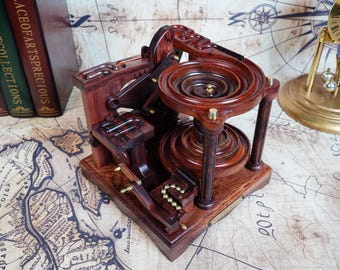 Rosewood Marble Machine Plus : Theo Jansen Kinetic Art - Desktop Sculpture - Personalized gift - Custom Engraved Gift.