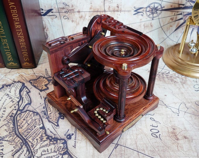 Rosewood Marble Machine Plus : Theo Jansen Kinetic Art - Desktop Sculpture - Personalized gift - Custom Engraved Gift.