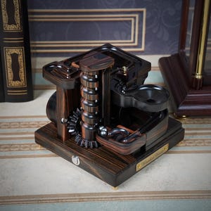 Ebony Wood Marble Machine - Spiral+ module 8: Kinetic Art, Desk Decor - office decor