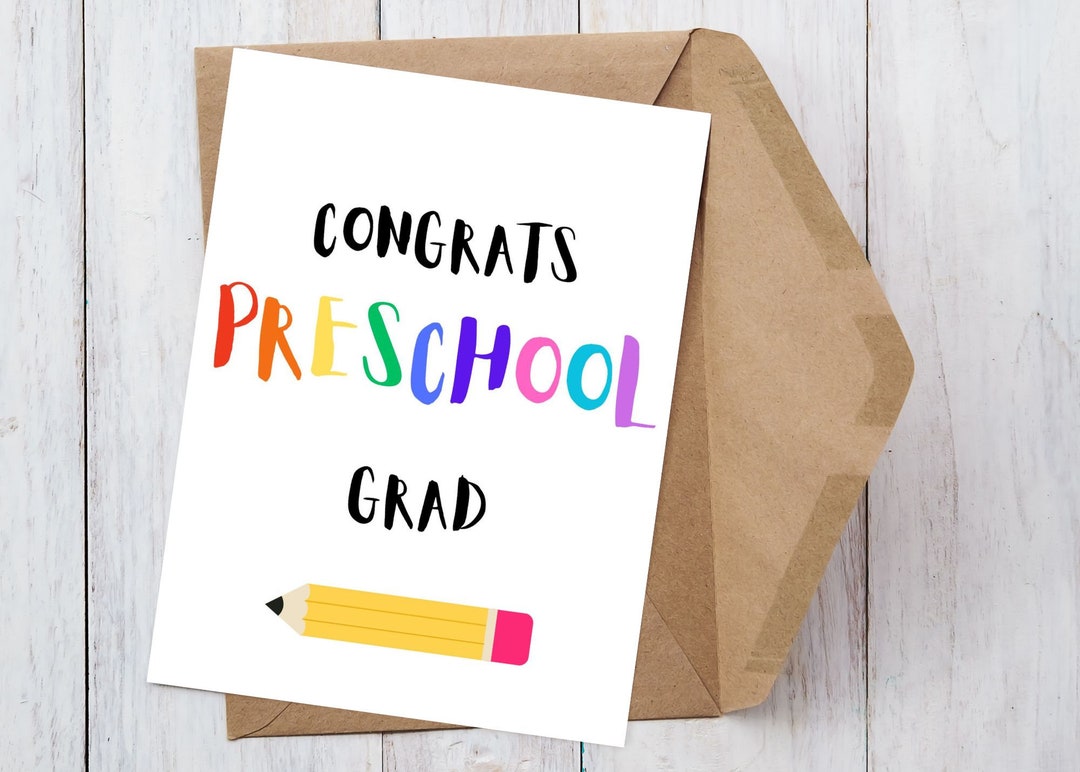 Printable Preschool Graduation Card Card for Kids Card for Preschool Printable Kids - Etsy