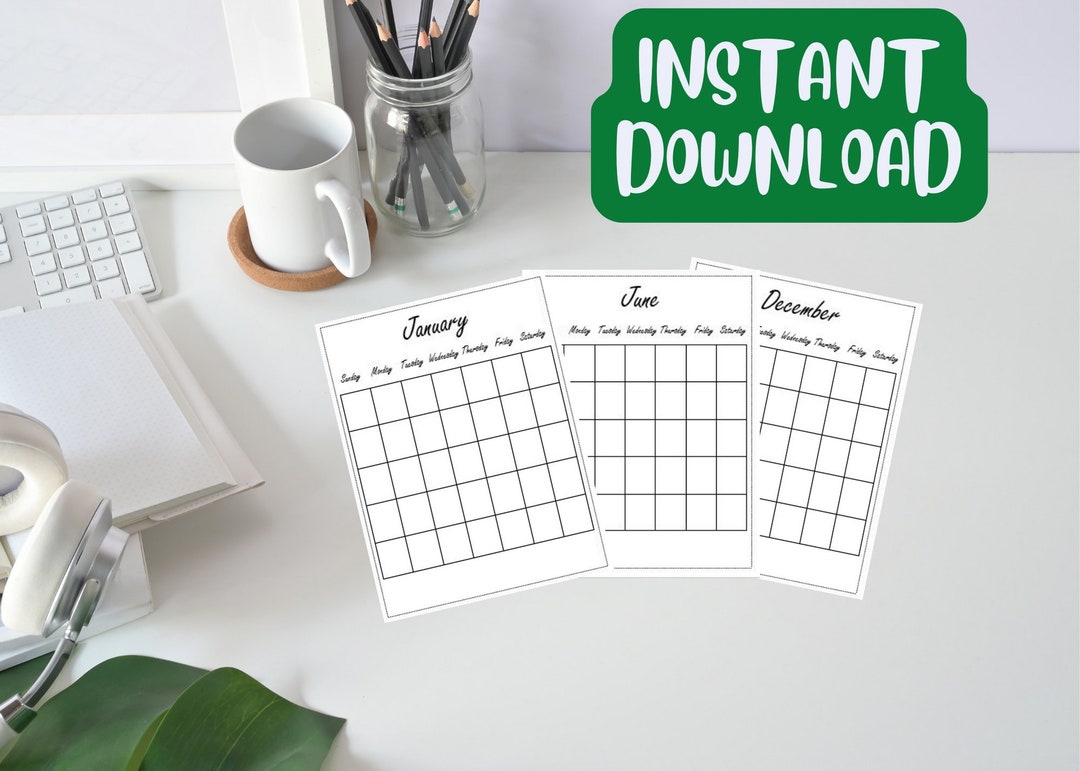 Blank Calendar Printable Printable Calendar Planner Organizer Printable ...