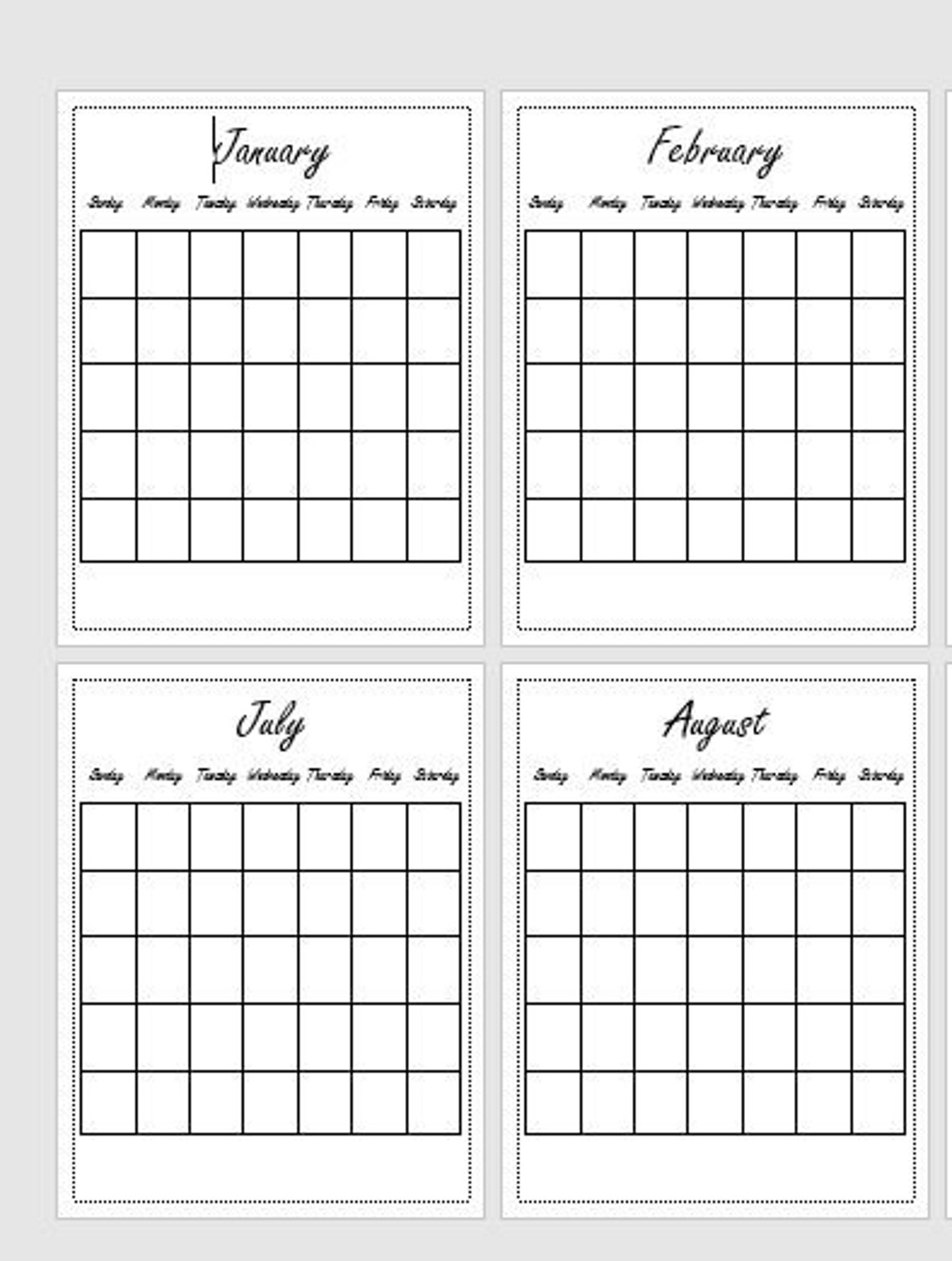 Blank Calendar Printable Printable Calendar Planner Organizer Printable ...