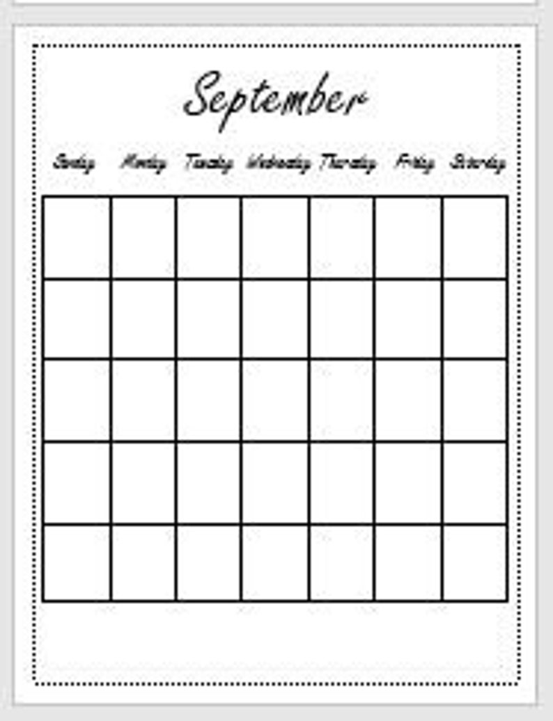 Blank Calendar Printable Printable Calendar Planner Organizer Printable