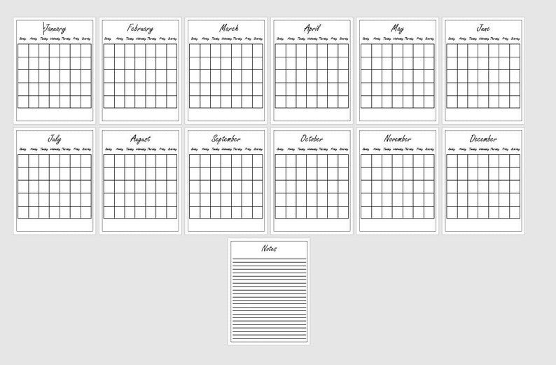 Blank Calendar Printable Printable Calendar Planner Organizer Printable