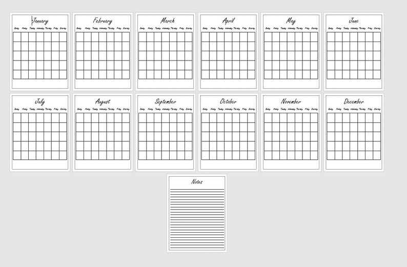 Blank Calendar Printable Printable Calendar Planner Organizer Printable