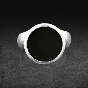 Black Round Onyx Ring For Husband, 925 Sterling Silver Onyx Mens Wedding Ring, Charming Gemstone Jewelry For Bestfriend, Unique Engrave Gift