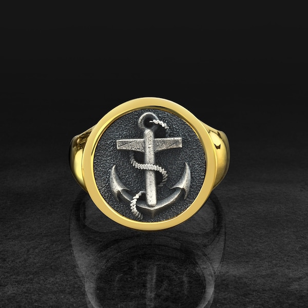 Bague d’ancre d’ancre de marin en argent sterling pour hommes, bijoux d’ancre de marin personnalisés pour mari, charmantes meilleures idées de cadeaux pour les marins