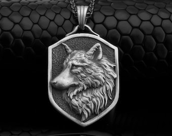 Wild Wolf Necklace For Men, Sterling Silver Wolf Head Jewelry, Charming Animal Pendant For Woman, 925 Personalized Wolf Gift for Bestfriend