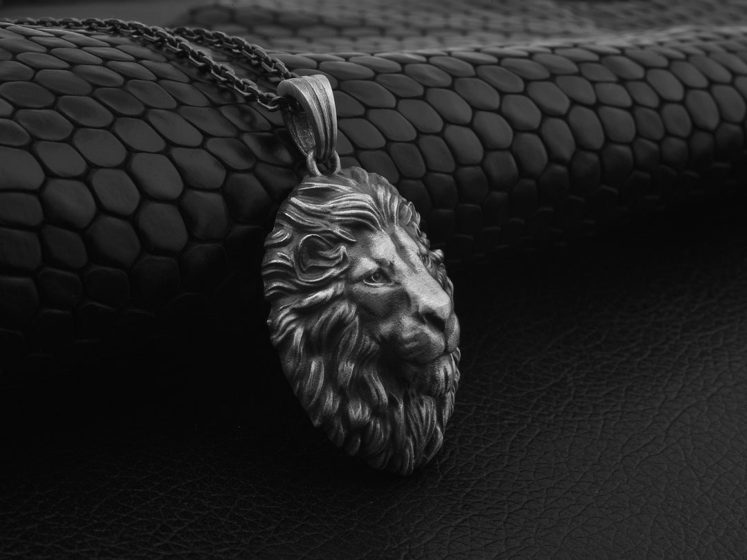 925 Sterling Silver Lion Head Necklace in Oxidized for Etsy