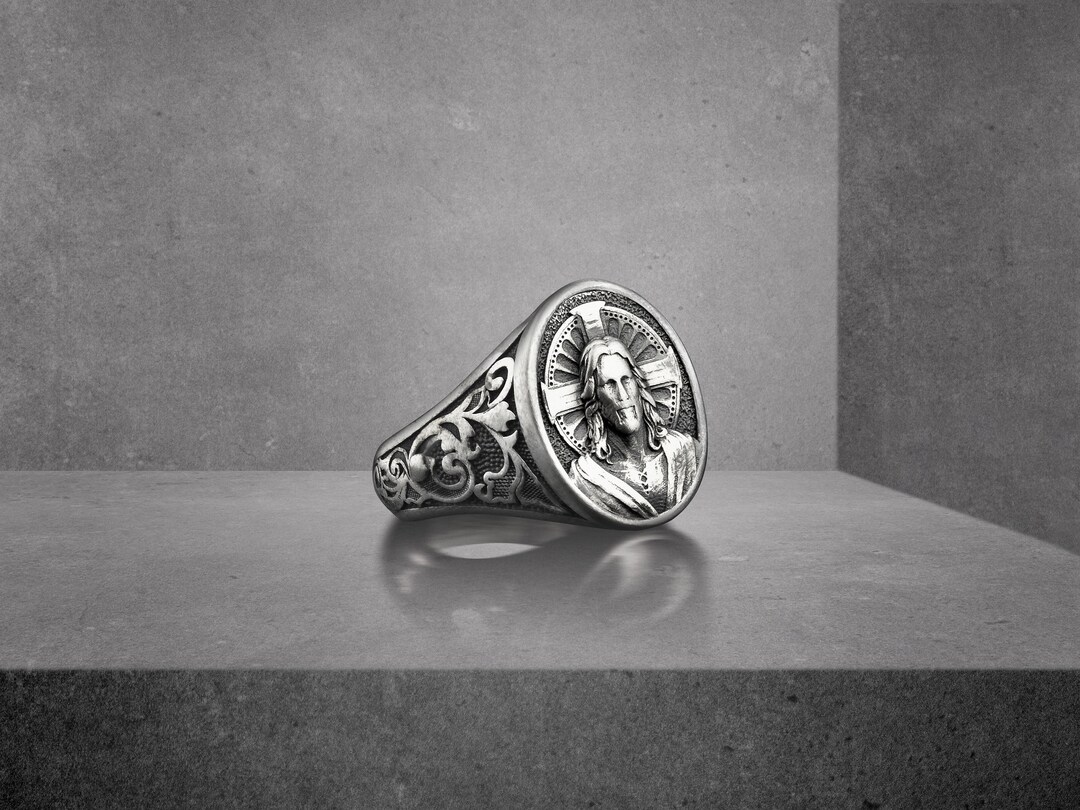 Jesus Christ Unique Dainty Signet Ring, Engraved Confirmation Ring for ...
