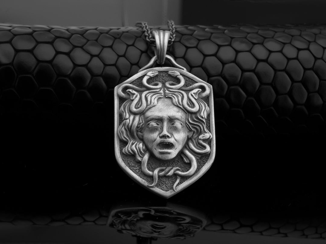 Medusa Men's Pendant in 925 Oxidized Silver, Personalized Medusa
