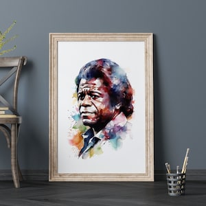 Ritratto ad acquerello di James Brown, stampa digitale - Leggenda della musica, decorazione murale - Download immediato per gli amanti della musica - Alta qualità in più formati