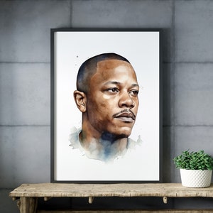 Dr. Dre Printable Digital Download Aquarelle Portrait Hip-Hop Legend Wall Art Musician Tribute