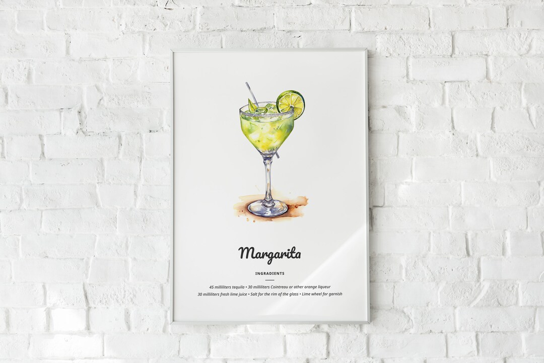 Margarita Cocktail Printable Digital Download Watercolor Illustration ...