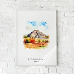 Teotihuacan e la piramide del suono Stampa artistica digitale - Iconiche piramidi del Messico Download istantaneo in più dimensioni
