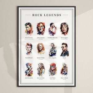 Iconic Rock Legends | Digital Print | Vintage Style | Music Wall Art | Printable Poster | Multiple Sizes | Music Lovers Gift | Home Decor