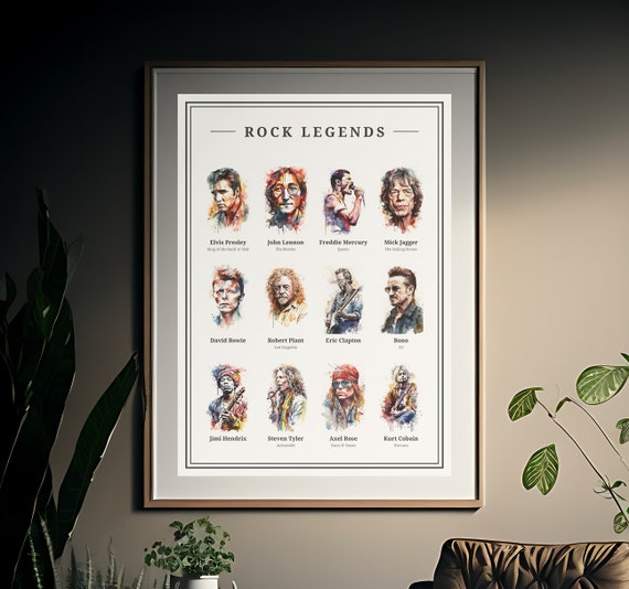 Iconic Rock Legends | Digital Print | Vintage Style | Music Wall