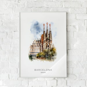 Barcelona Sagrada Familia Digitaldruck - Spanisches Erbe, von der Reise inspirierte Wandkunst, druckbares Barcelona Dekor in verschiedenen Größen