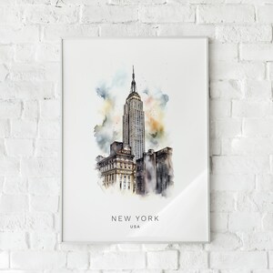 New York Cityscape Digital Print - Empire State Building Illustration - Urban Wall Art - Iconic NYC Landmark - Instant Download Poster