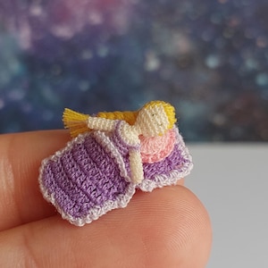 Rapunzel Doll in a Sleeping Bag Micro Crochet Art Figurine