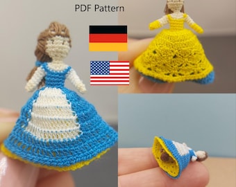 Reversible Doll Crochet Pattern. German language. Two dolls in one pattern. How to crochet reversible doll.