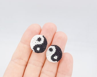 Padrão de apliques de crochê Ying Yang. Padrão Ying Yang. Tutorial Crochê Preto e Branco