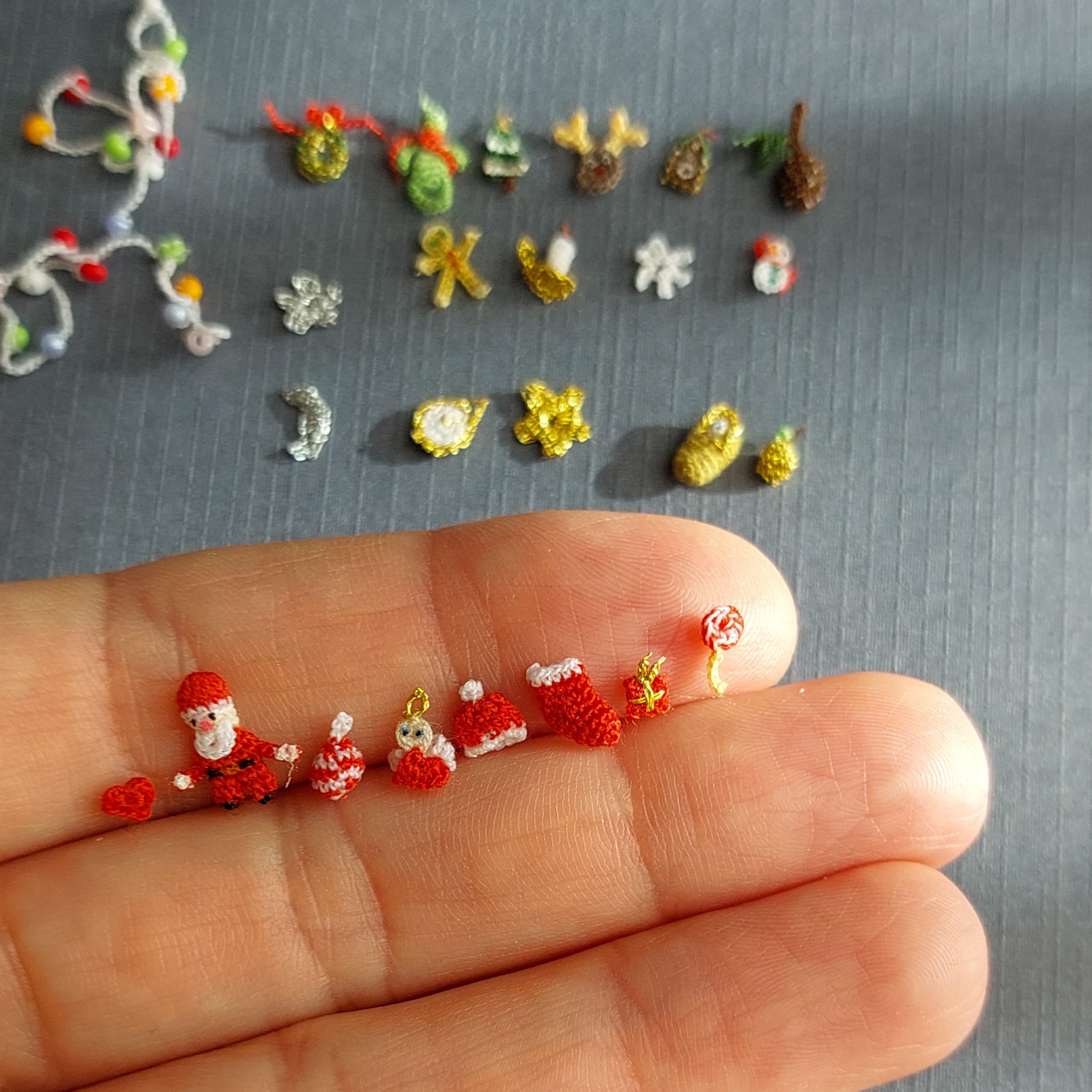 Christmas 25 Ornaments Micro Crochet Pattern. Miniature