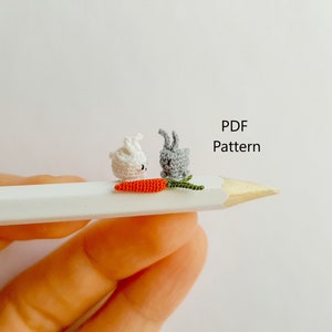 Micro Crochet Rabbit and Carot 2 PDF Patterns. Micro crochet pattern. Rabbit pattern. Carrot Pattern