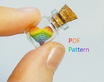 Rainbow Heart Crochet Pattern. Micro Crochet Heart PDF Pattern. Miniature Heart Pattern. Crochet heart Tutorial
