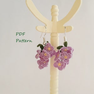 Lilac Earrings Crochet Pattern. Micro Crochet Lilac Flower Earrings Tutorial.