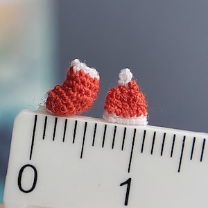 Christmas Ornaments 2 in 1 PDF Pattern. Red Christmas Sock and Red Santa Beanie Patterns. Dollhouse Christmas Ornaments